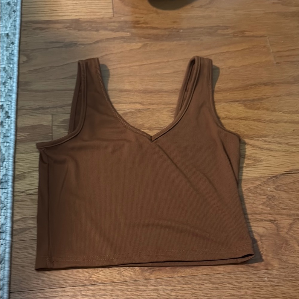 SHEIN Brown Fitted Crop Tank Top